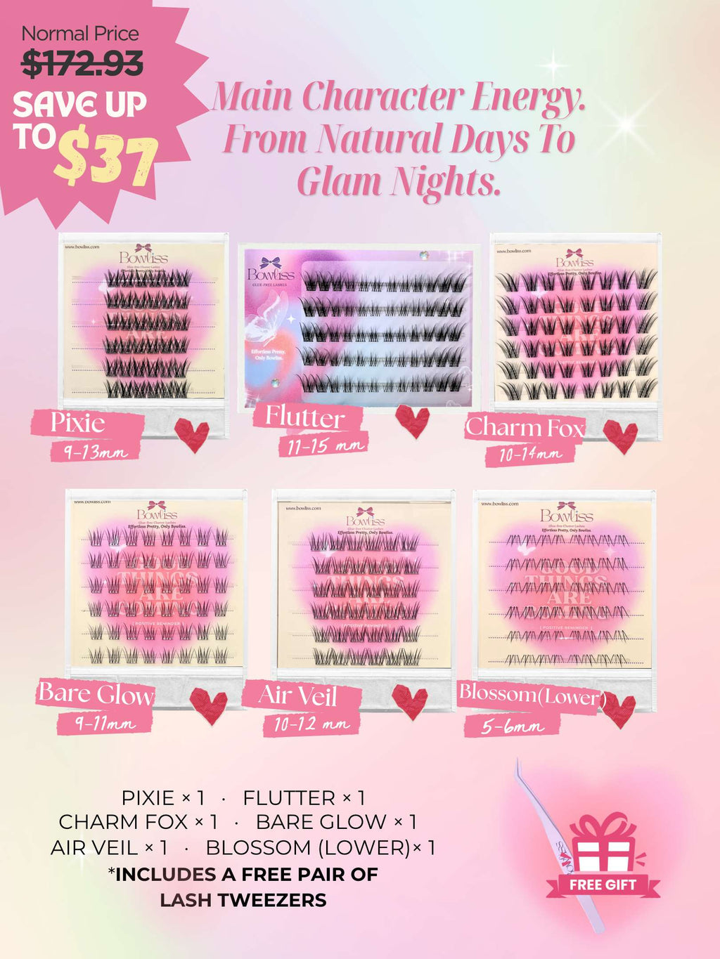August Limited: Main Character Set | 6 Pairs+1 Tweezers