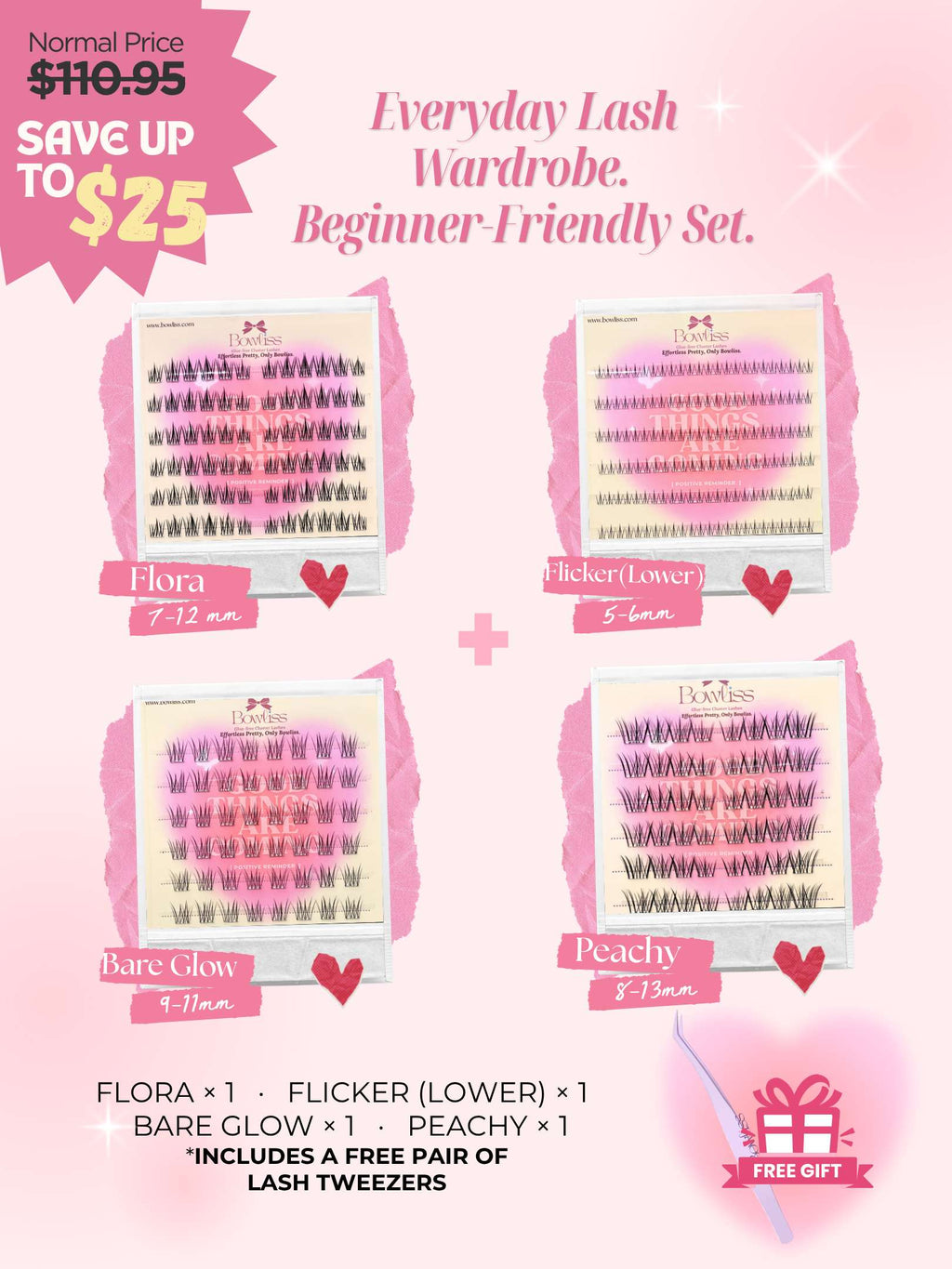 August Limited: Everyday Essentials Set | 4 Pairs+1 Tweezers