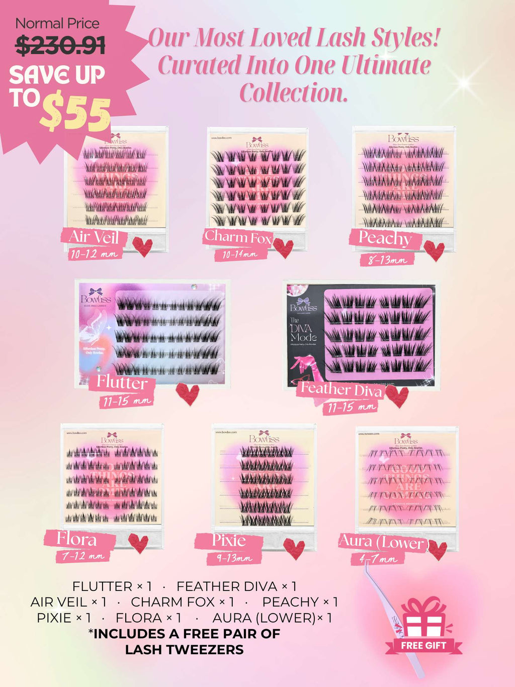 August Limited: Best Value Bundle | 8 Pairs+1 Tweezers