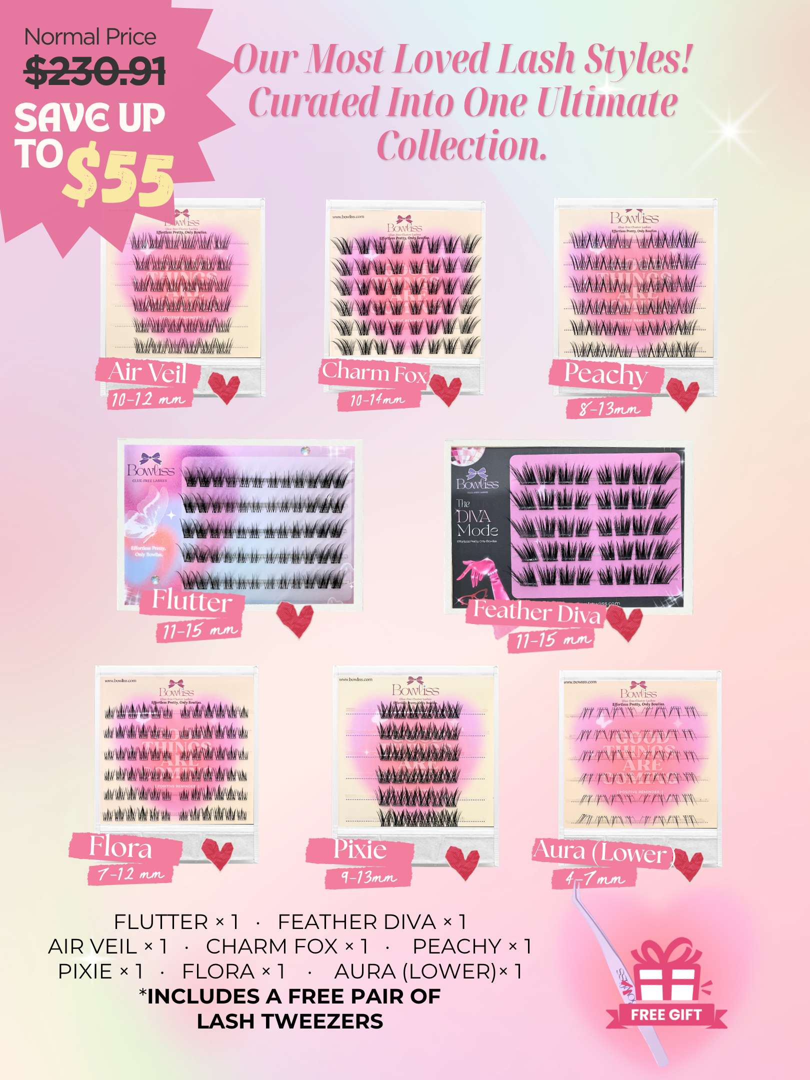 August Limited: Best Value Bundle | 8 Pairs+1 Tweezers